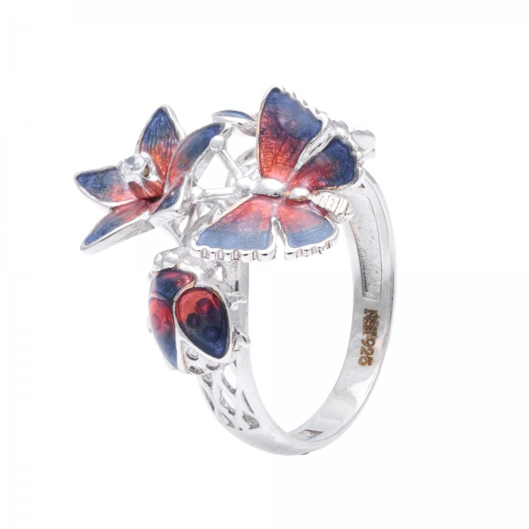 Кольцо Roberto Bravo Tanzanite с цветами и бабочками