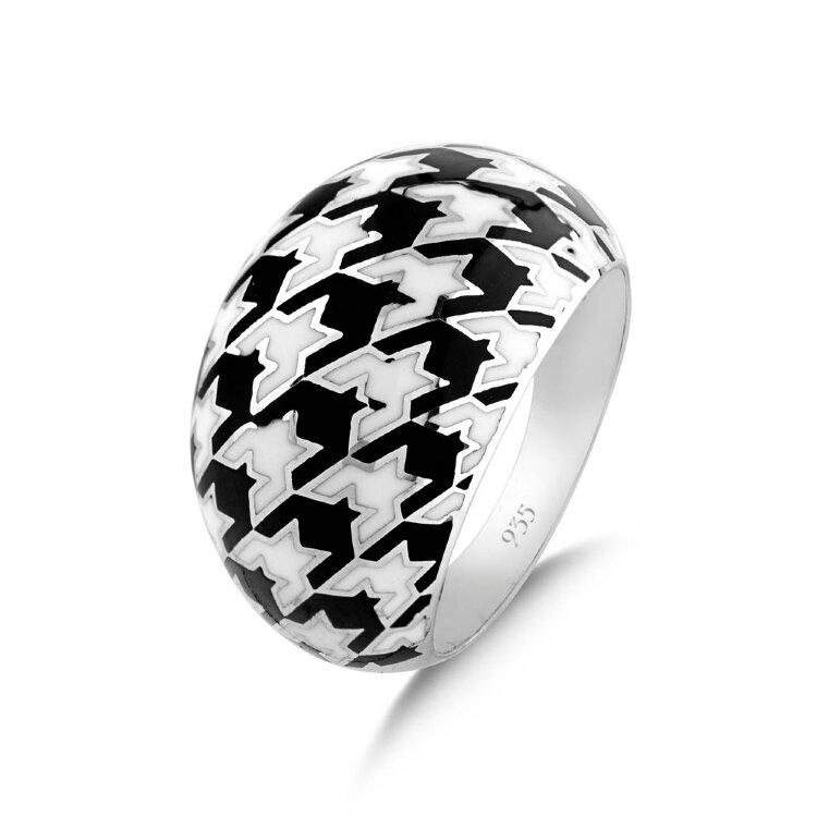 Каблучка Pied de Poule з емаллю PPHR0010-CZ Каблучка Pied de Poule з емаллю PPHR0010-CZ