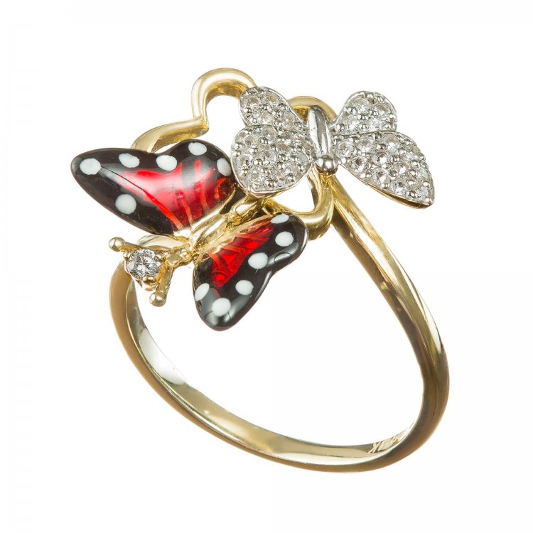 Кольцо Roberto Bravo Monarch Butterfly c эмалью сапфирами и бриллиантом