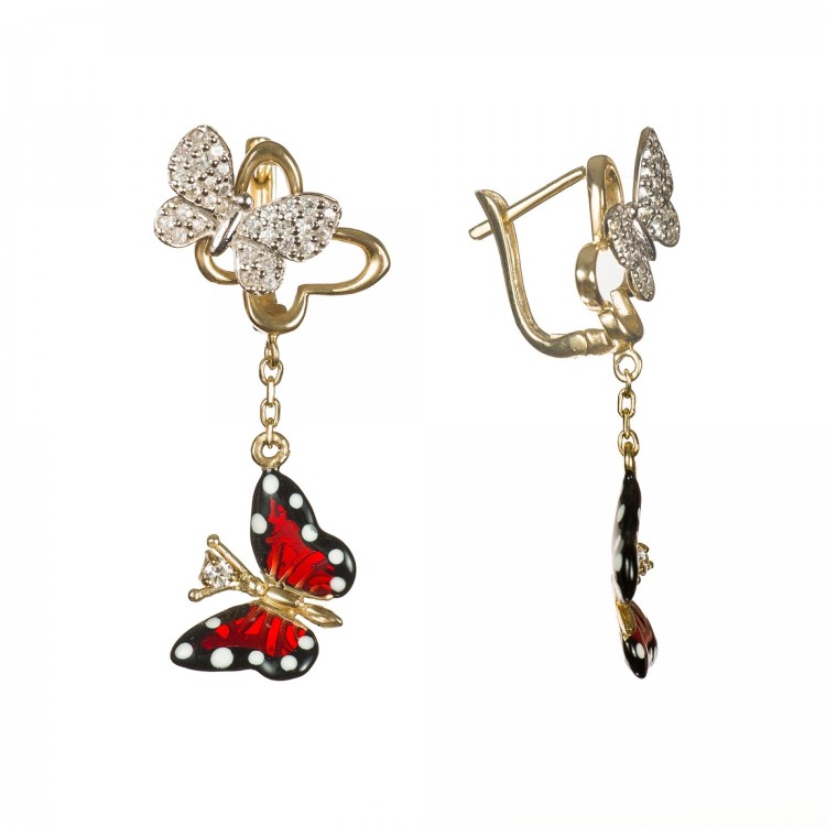 Серьги Roberto Bravo Monarch Butterfly с эмалью сапфирами и бриллиантами