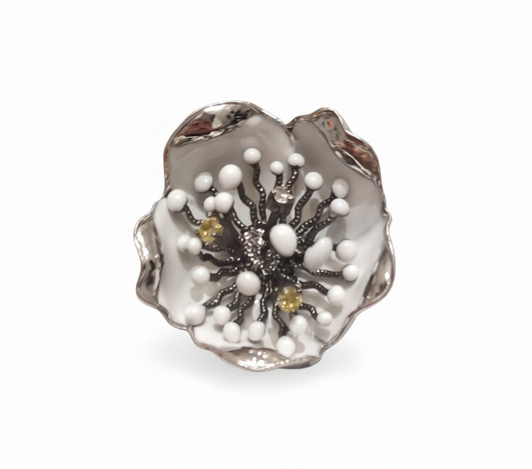 Каблучка White Dreams з емаллю та фіанітами WDHR0022-CZ Каблучка White Dreams з емаллю та фіанітами WDHR0022-CZ