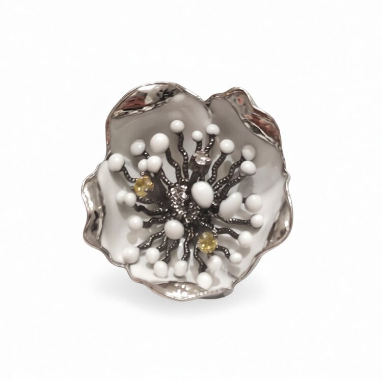 Каблучка White Dreams з емаллю та фіанітами WDHR0022-CZ