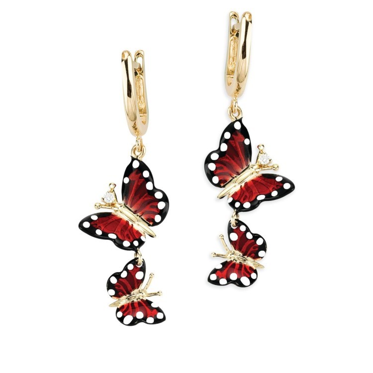 Сережки Monarch Butterfly з емаллю та діамантами MBE000010-00