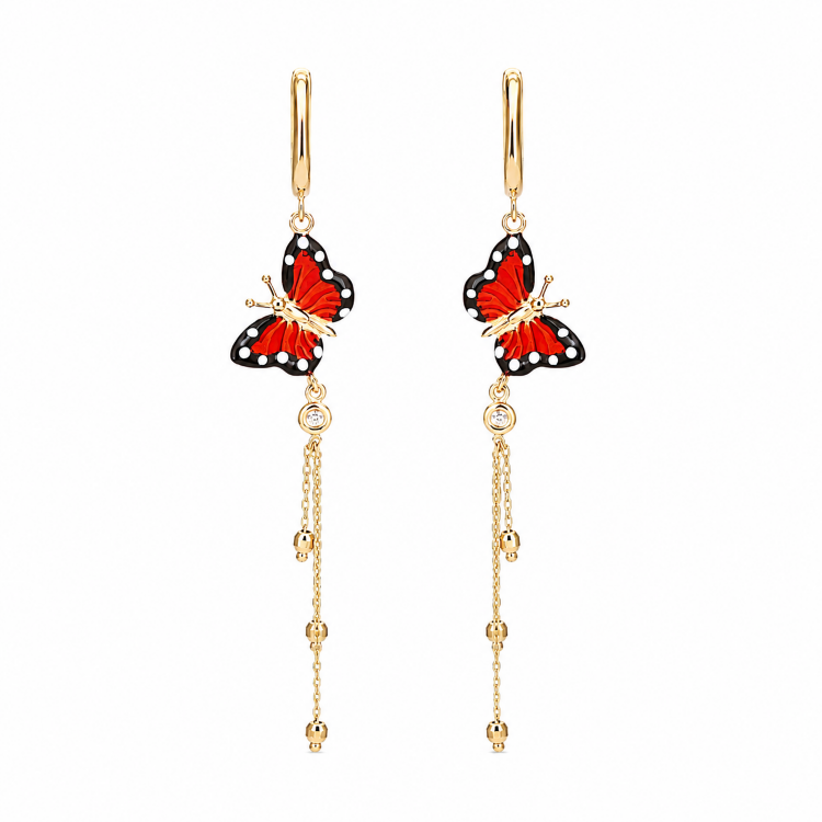 Сережки Monarch Butterfly з емаллю та діамантами MBE000011-00