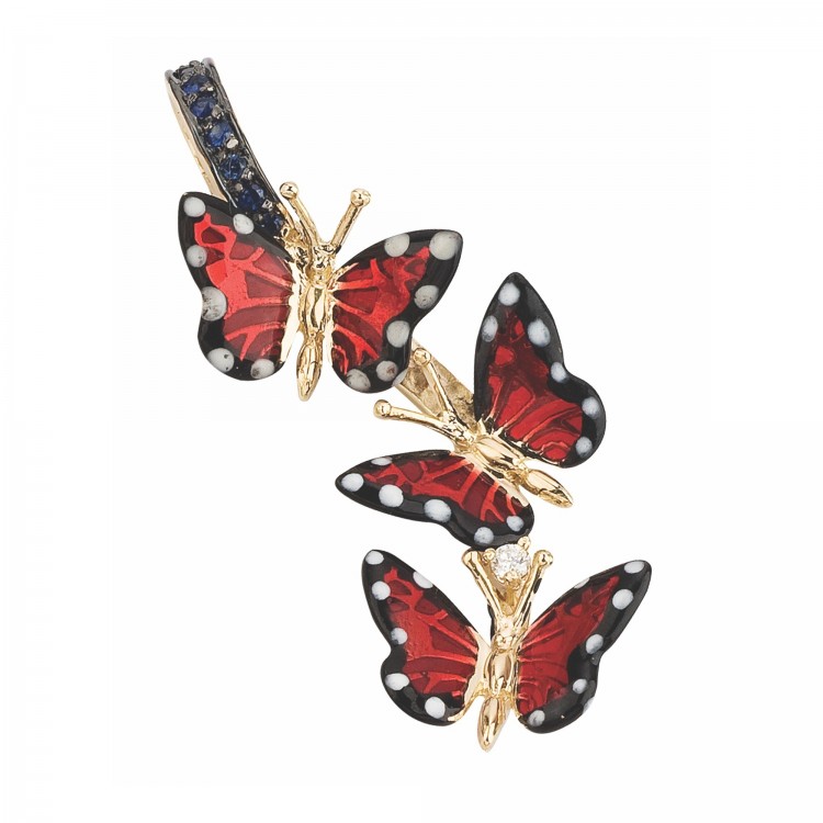 Кулон Roberto Bravo Monarch Butterfly с эмалью рубинами и бриллиантом