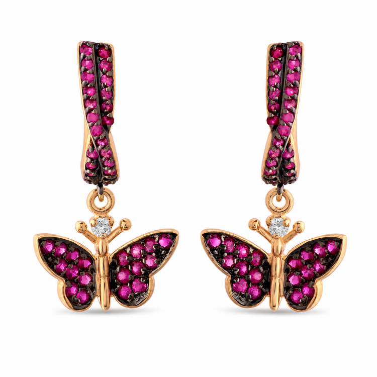 Сережки Monarch Butterfly з сапфірами та діамантами MBHE0018-01