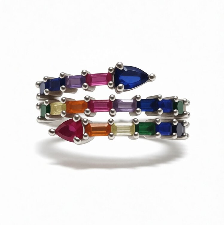 Каблучка Rainbow з фіанітами DM4241-1-7CR Каблучка Rainbow з фіанітами DM4241-1-7CR