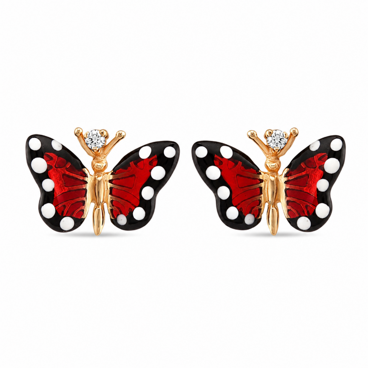 Сережки Monarch Butterfly з емаллю та діамантами MBE000001-00
