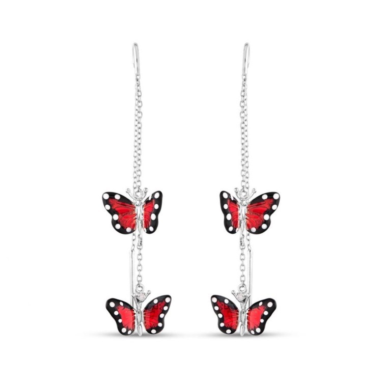 Сережки Roberto Bravo Monarch Butterfly з емаллю та фіанітами