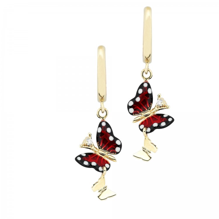 Сережки Roberto Bravo Monarch Butterfly з емаллю та діамантами