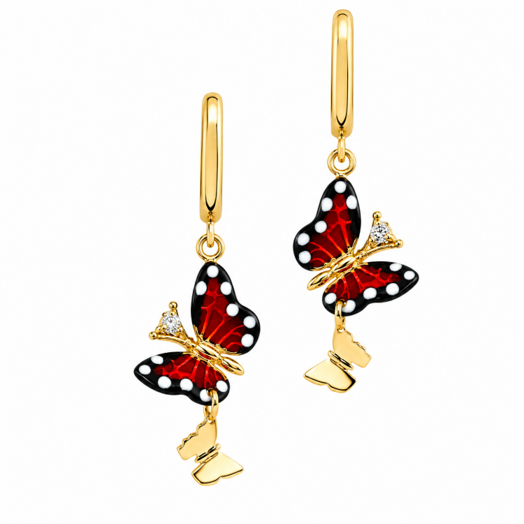 Сережки Monarch Butterfly з емаллю та діамантами MBXE0025-00