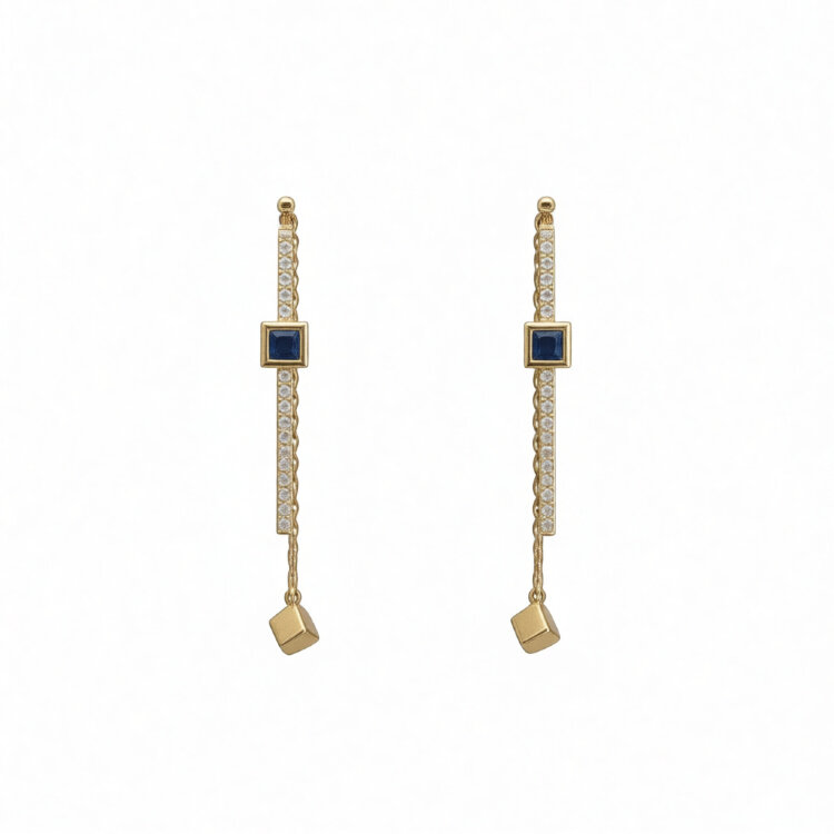 Сережки Qube з топазами та сапфірами QCE000039-01