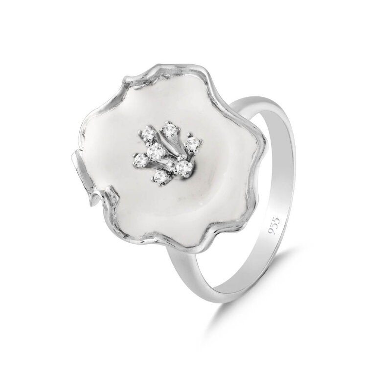 Каблучка White Dreams з емаллю та фіанітами WDHR0002-CZ Каблучка White Dreams з емаллю та фіанітами WDHR0002-CZ