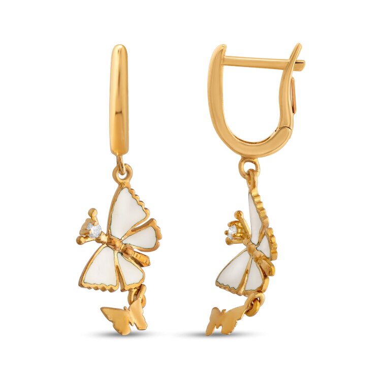 Серьги Roberto Bravo White Dreams с эмалью и бриллиантами