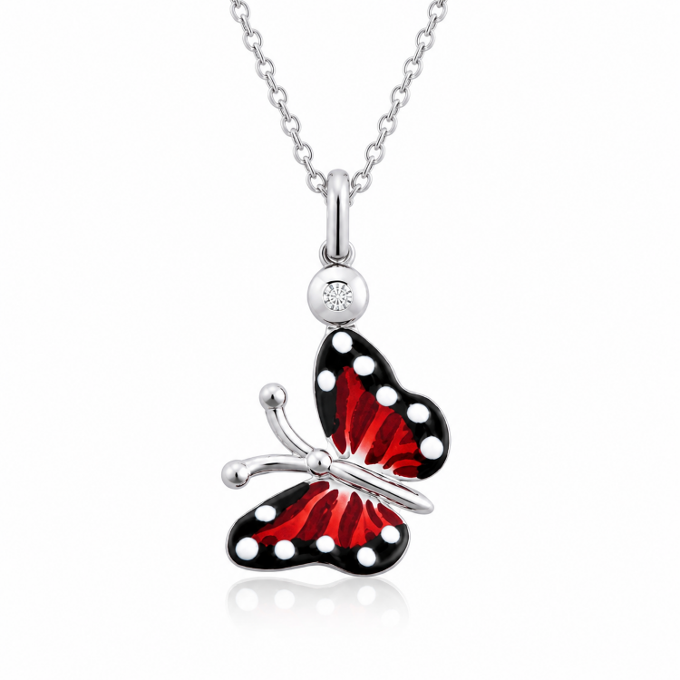 Колье Roberto Bravo Monarch Butterfly с эмалью и бриллиантом