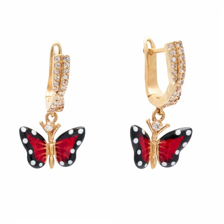 Серьги Roberto Bravo Monarch Butterfly с эмалью сапфирами и бриллиантами