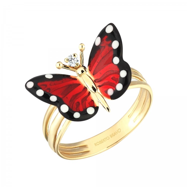 Кільце Roberto Bravo Monarch Butterfly з емаллю та діамантом